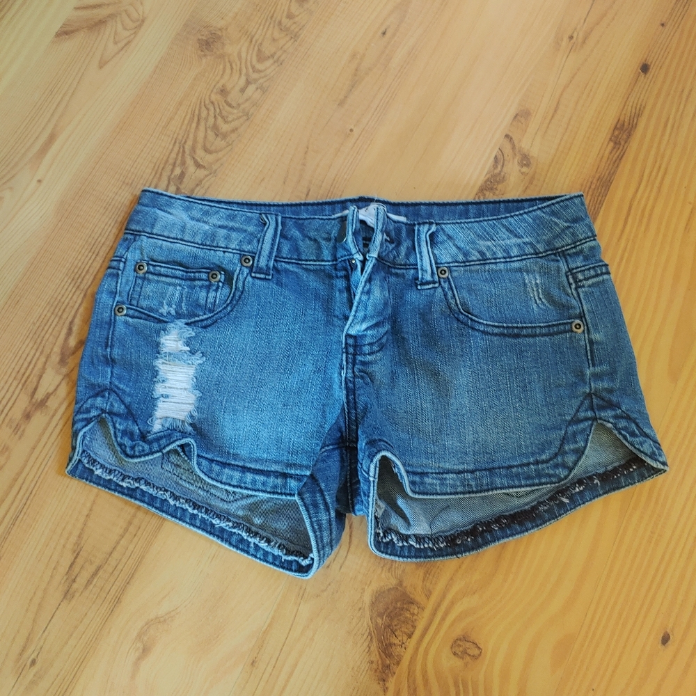 2.1 Denim | Medium·Wash Mini Jean Shorts